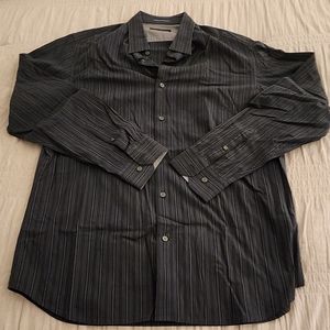 Navy Striped Banana Republic Button Down Size L Slim Fit